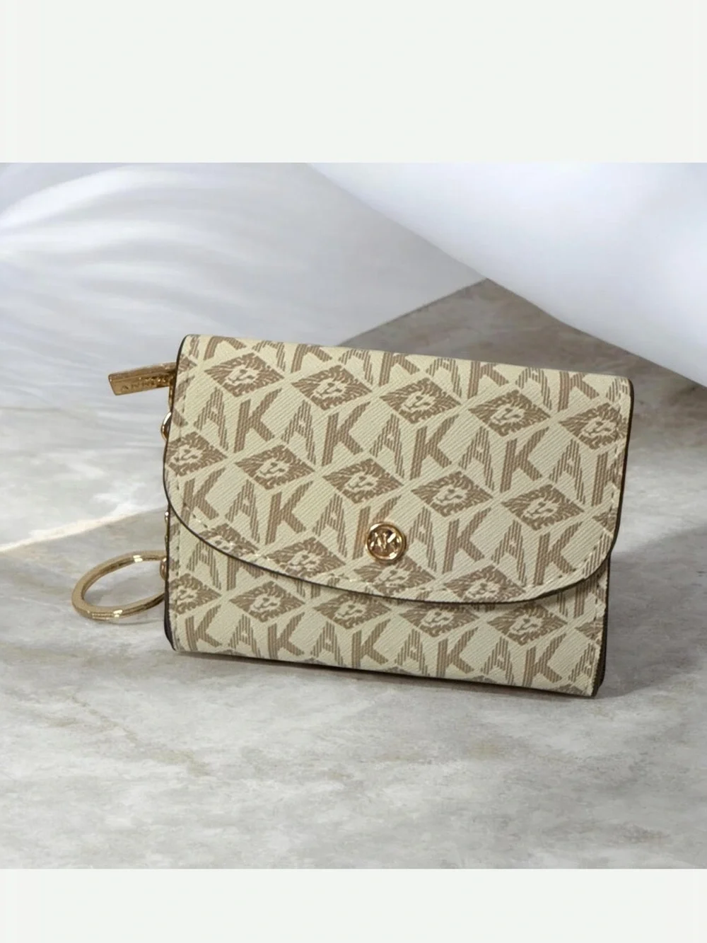 Anne Klein monogram keychain card case/mini wallet -NWOT